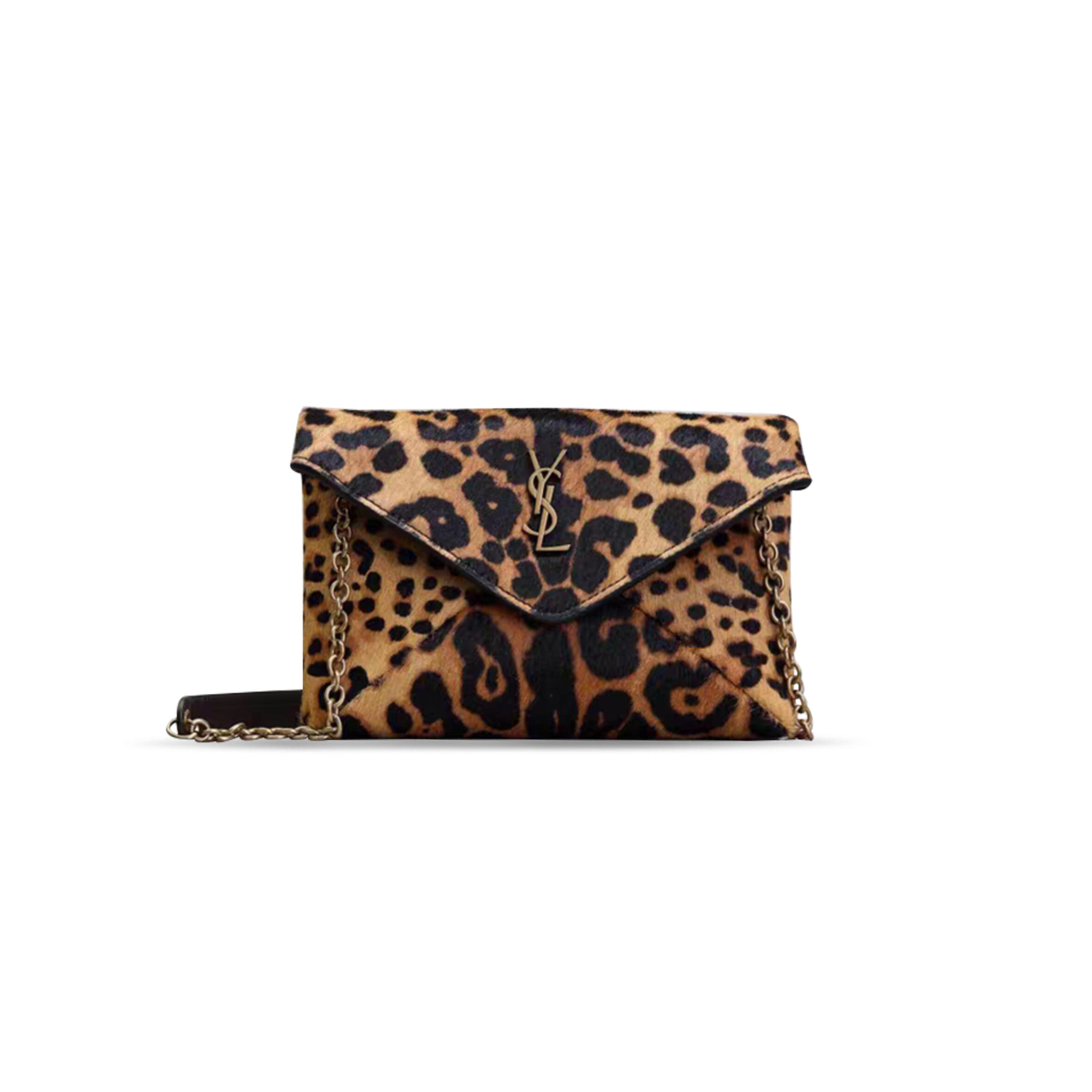 YSL CASSANDRE POUCH ON CHAIN IN PONY HAIR LEATHER 819271 (19*12*3cm)